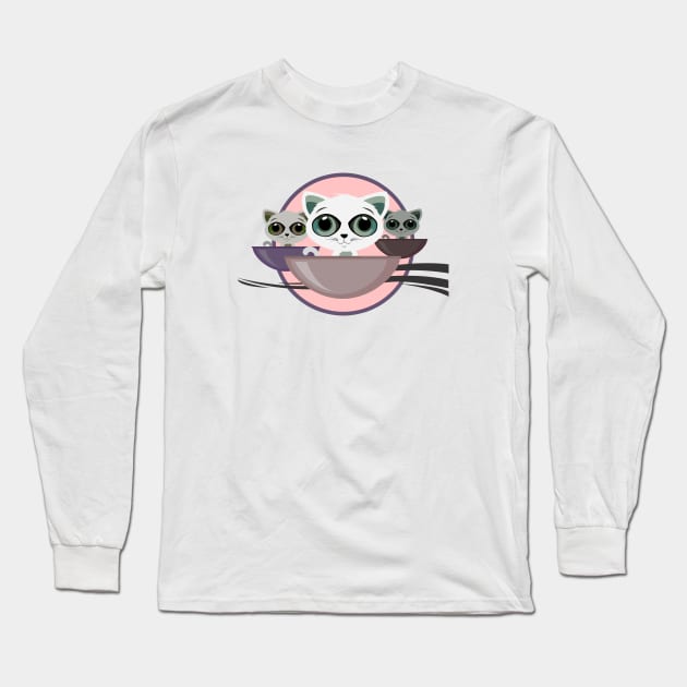 Kittens In A Bowl Long Sleeve T-Shirt by adamzworld